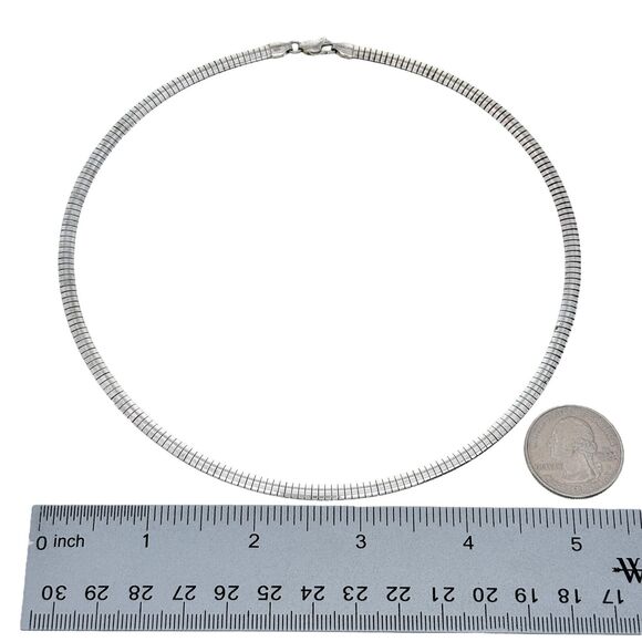 Vintage Italian Sterling Silver 925 4.2mm Omega Chain Necklace 16" - Picture 3 of 4